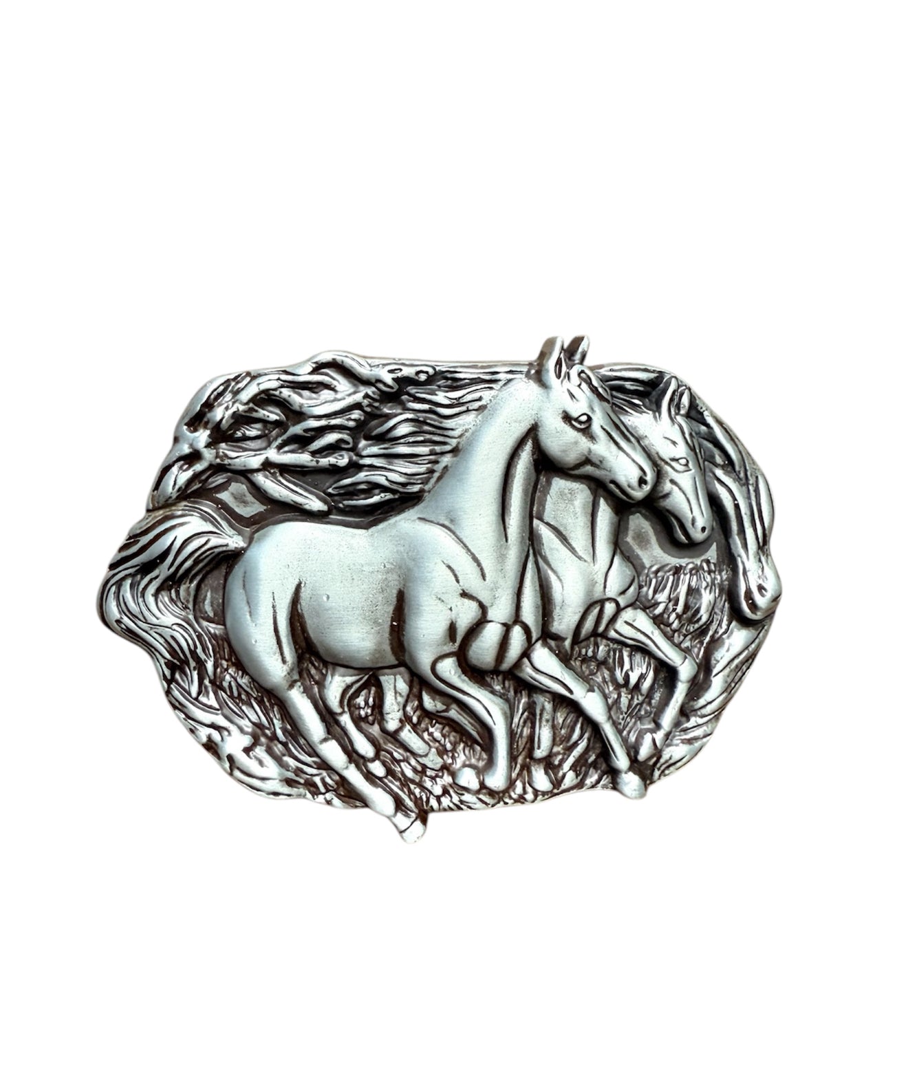 A8474 - Pair of Horses Antique Colour Silver