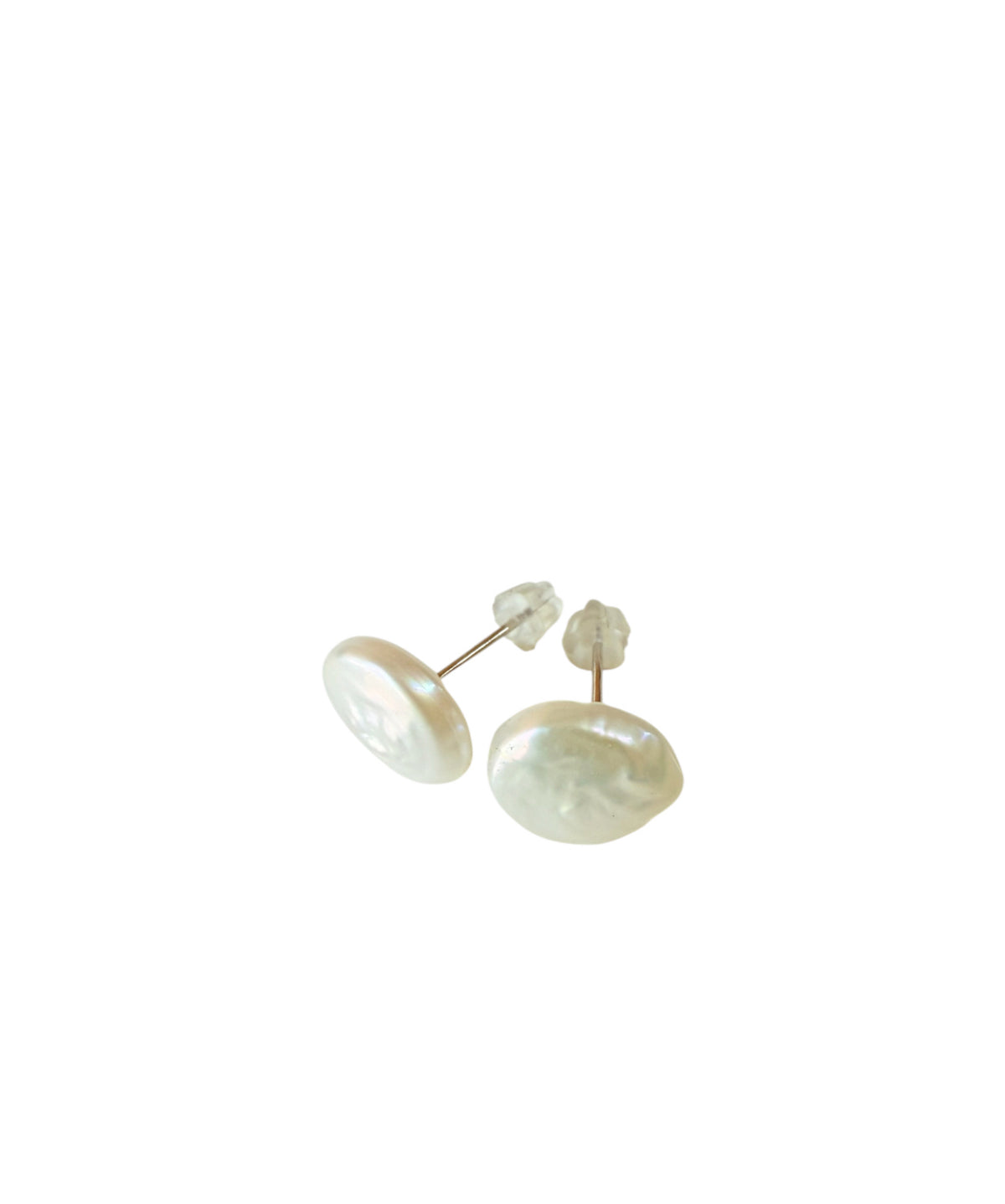 J7104A - Real Pearl White Button Stud Earring (no 2 Pearls are the same)