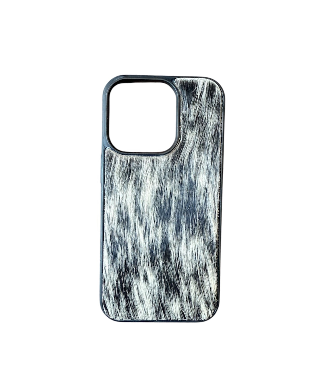 A8632 - IPhone 14 Pro Hair on Hide Leather w Rubber Case