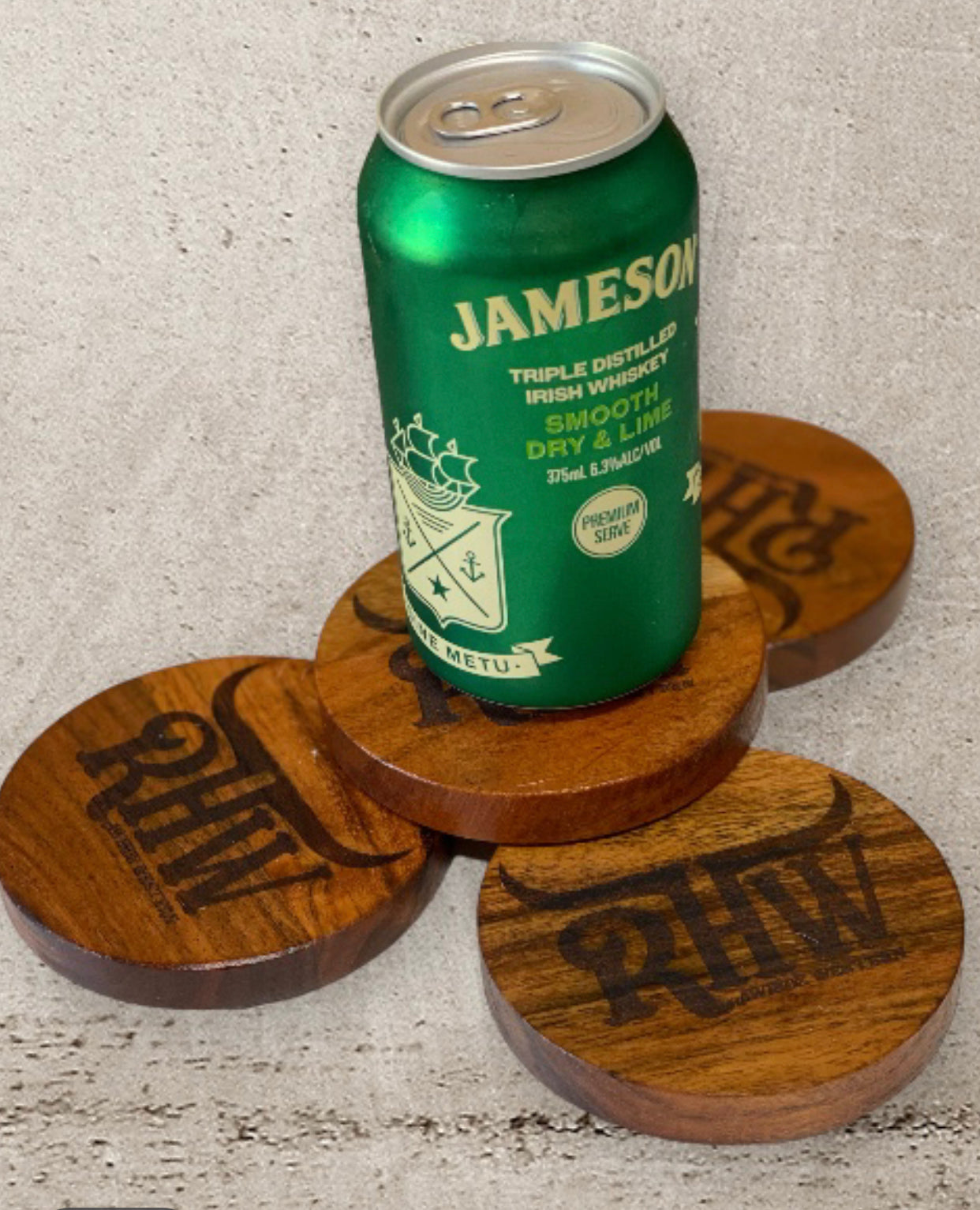 P4155 - Rawhide Thick Wooden Drink Coaster