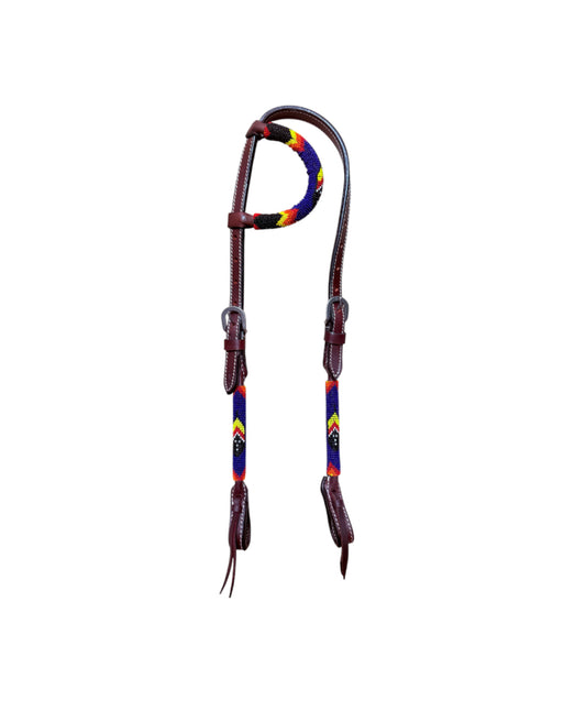 T5571E - Beaded One Ear Western Bridle Cob-Full