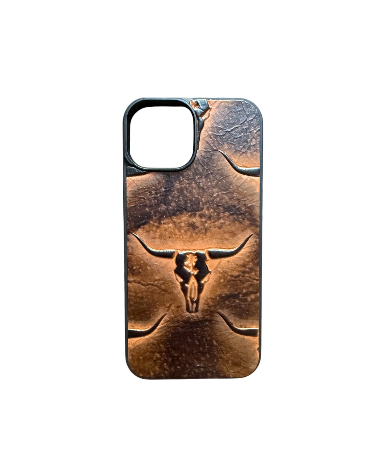 A8596 - IPhone 15 Tooled Leather w Rubber Case - Rawhide Western Wear 