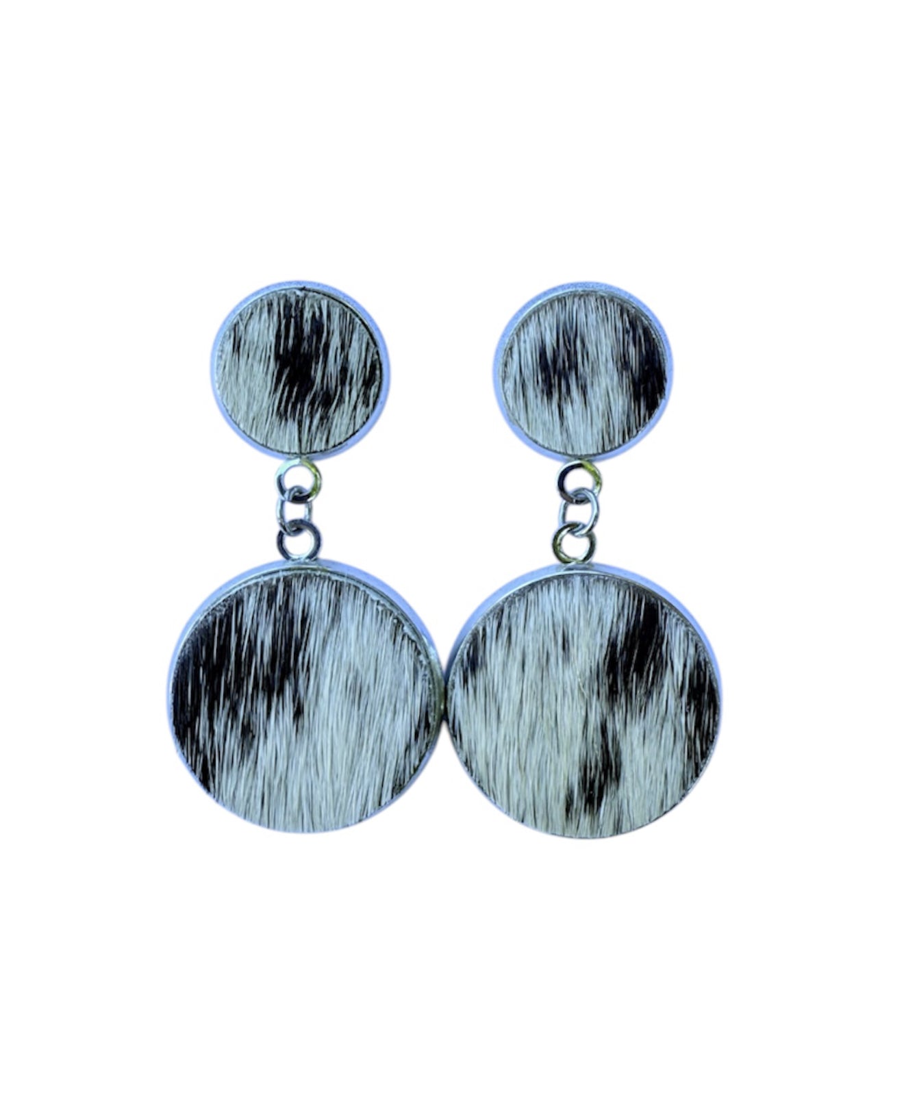 J6684C - 100% Hair on Hide Stud Dangle Earrings
