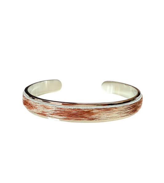 J6847 - Solid/Stainless Steel 3/4 Bangle Cowhide
