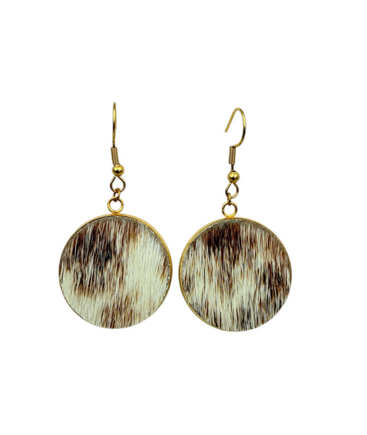 J7124C - Round Hide Fishhook Earrings