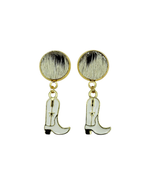 J7017 - 100% Hair on Hide Stud Dangle Earrings