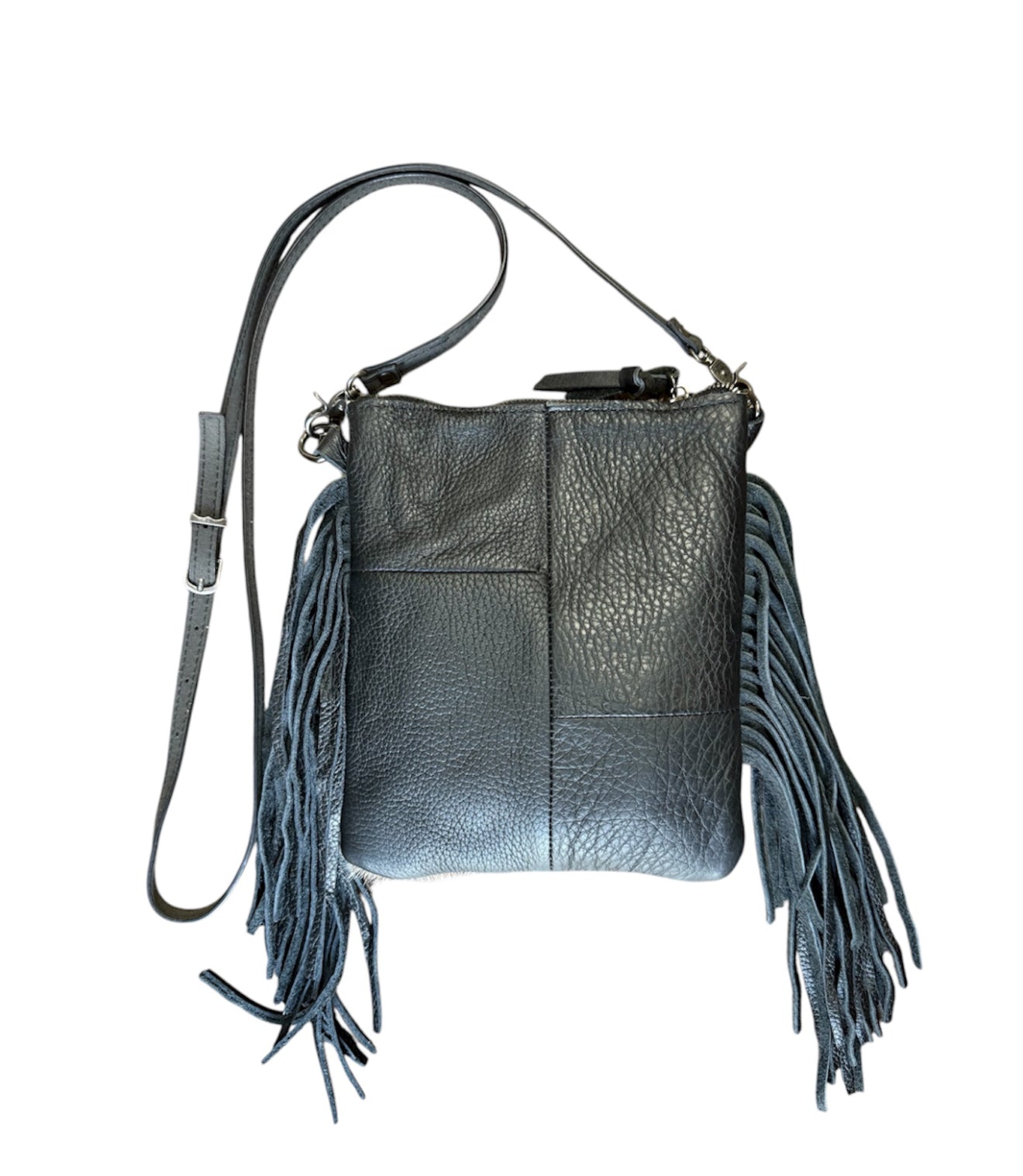 A8904B -  Genuine Leather Cowhide Fringe Crossbody