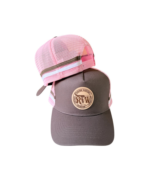 P4245 - RHW Brown & Pink Western Trucker Cap