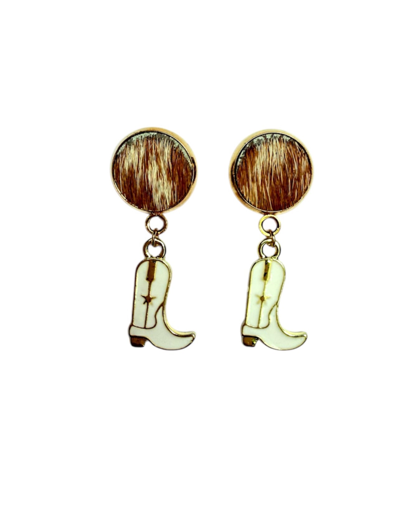 J7017 - 100% Hair on Hide Stud Dangle Earrings