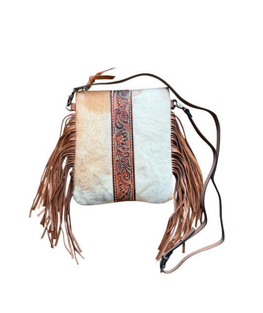 A8904 -  Genuine Leather Cowhide Fringe Crossbody