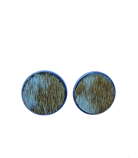 J7051A - Round Hide Stud Earrings