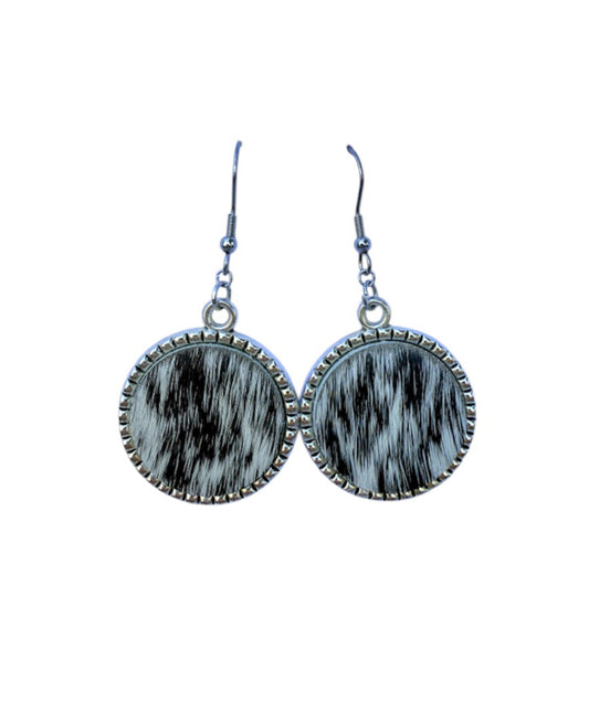 J7020B - Round Hide Fishhook Earrings