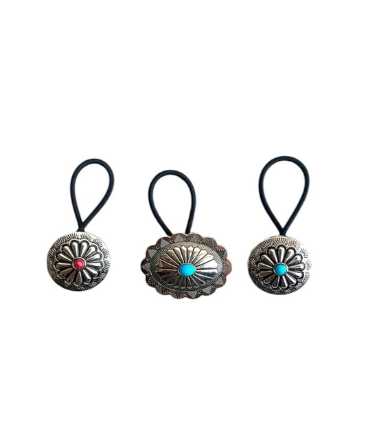 J6643 - Pk 3 Concho Hair Ties - Rawhide Western Wear 
