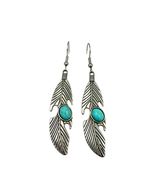 J6227A - Feather Shape Earrings