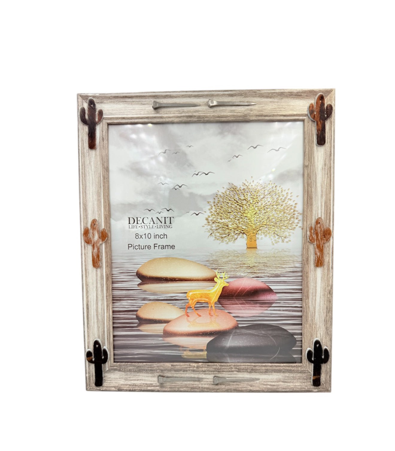 A8927 - Picture Frame w Cowhide & Horse Shoe Nails