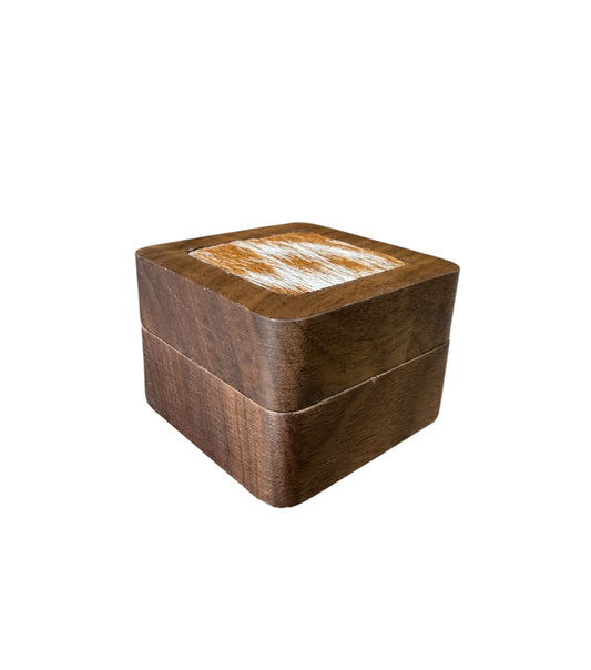 A8777  - 100% Hair On Hide Wooden 2 Rings Box