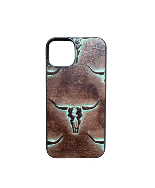A8587 - IPhone 13 Tooled Leather w Rubber Case