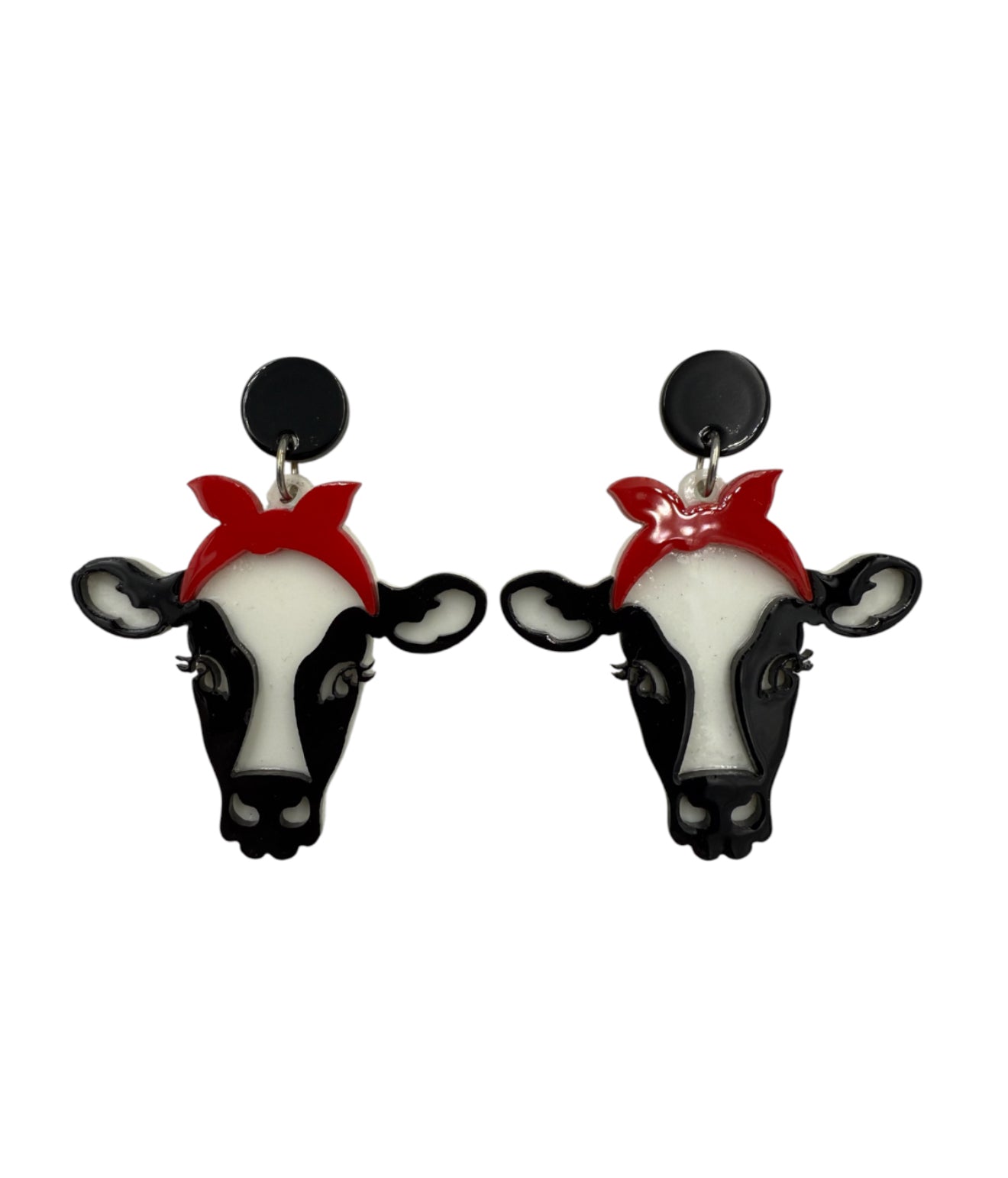 J6268 - Cow w Bow Stud Earrings