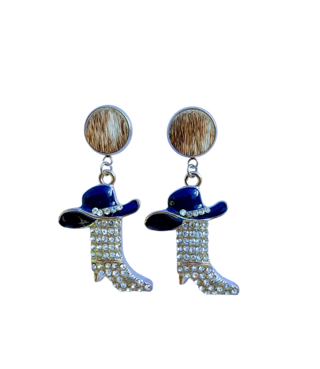 J7041 - 100% Hair on Hide Stud Dangle Earrings