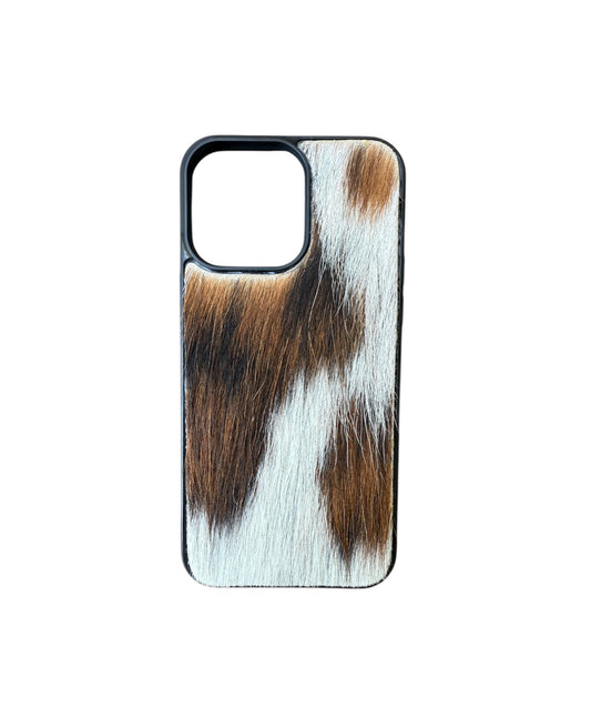 A8636 - IPhone 14 Pro Max Hair on Hide Leather w Rubber Case - Rawhide Western Wear 