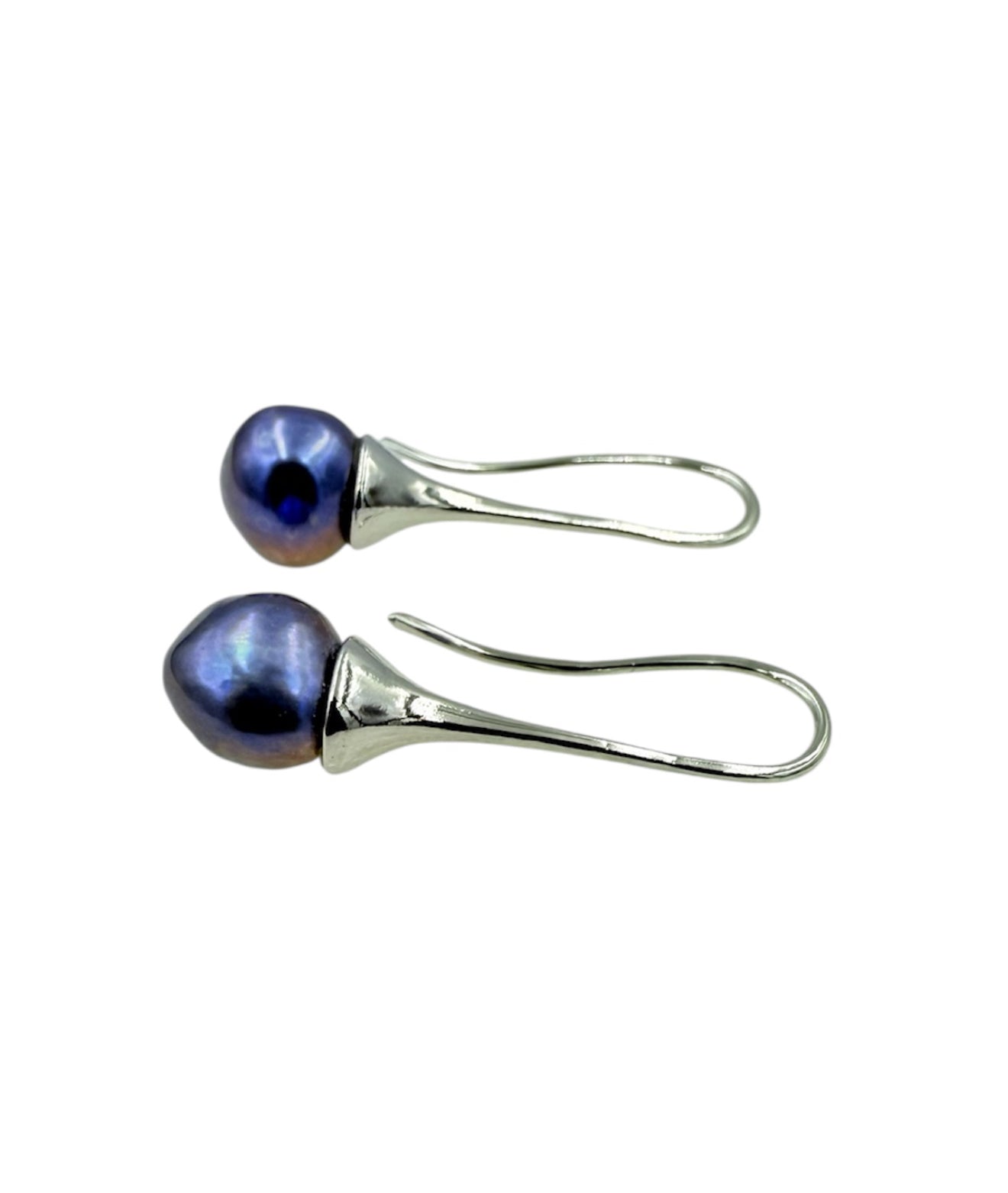 J7113 - Real Pearl Blue/Black Baroque Dangle Earrings - Rawhide Western Wear 