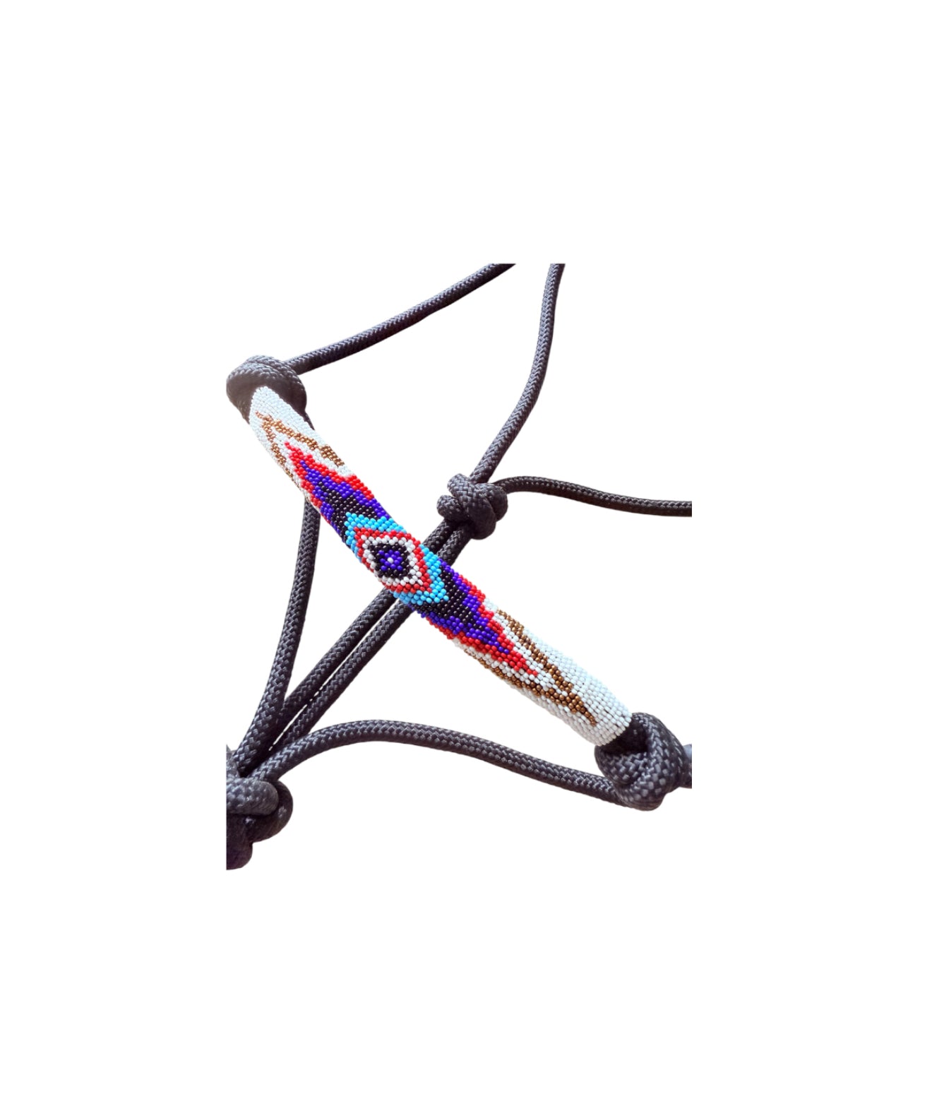 T5572BK - Beaded Rope Halter with Detachable Lead Rope – Cob to Full