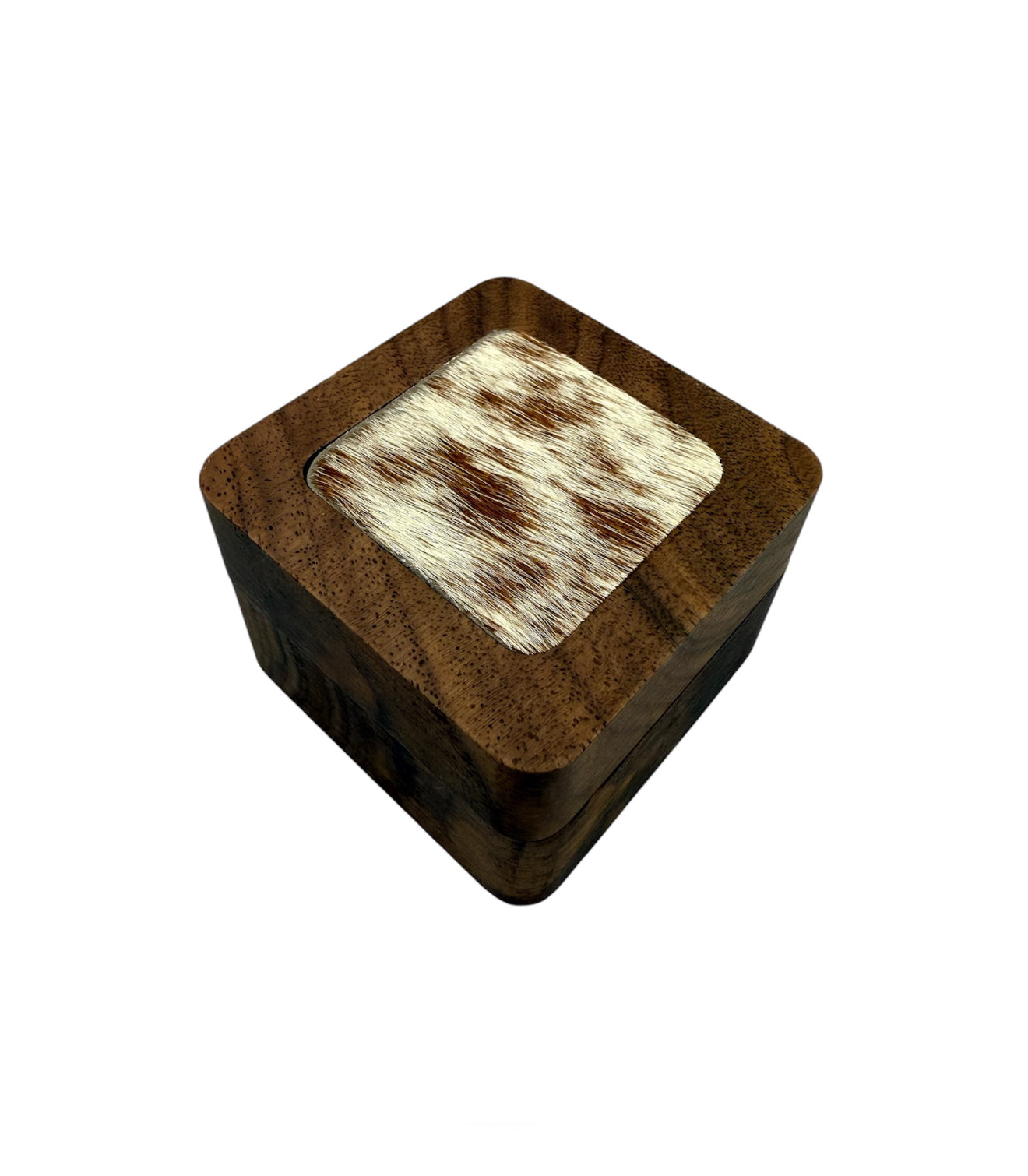 A8777  - 100% Hair On Hide Wooden 2 Rings Box