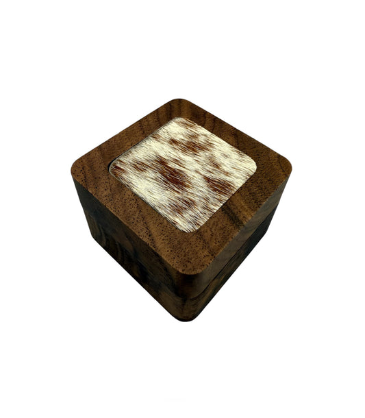 A8777  - 100% Hair On Hide Wooden 2 Rings Box