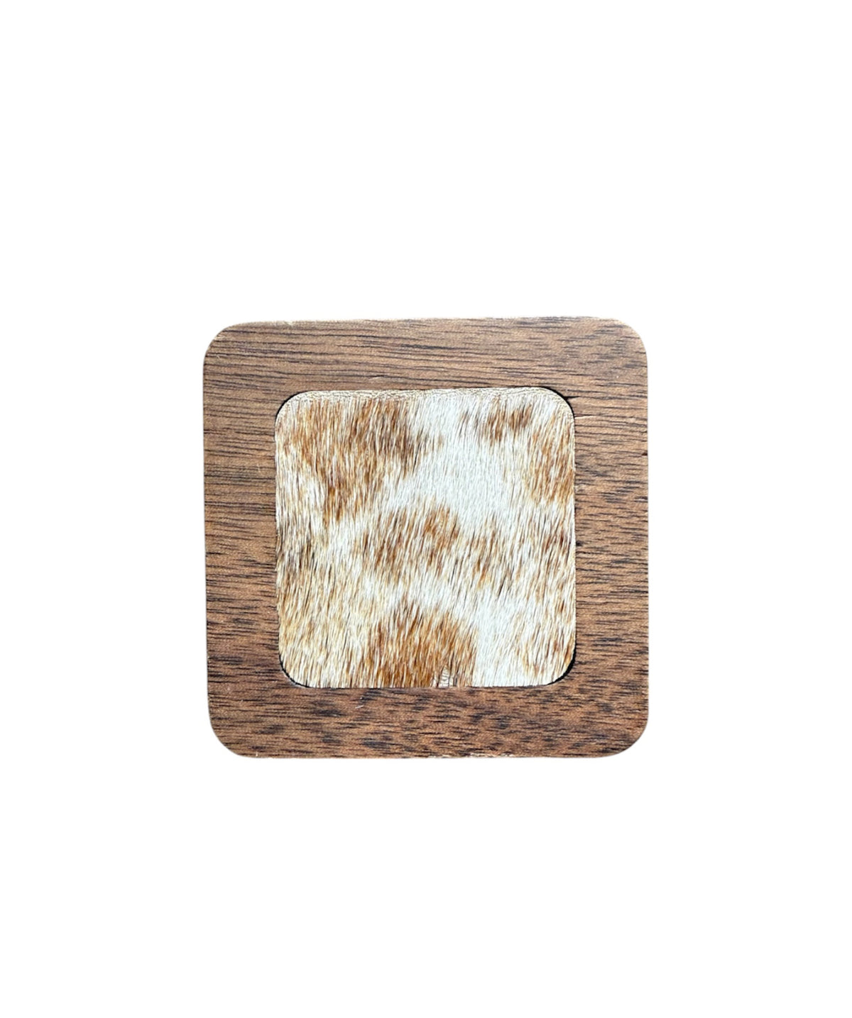 A8777  - 100% Hair On Hide Wooden 2 Rings Box - Rawhide Western Wear 