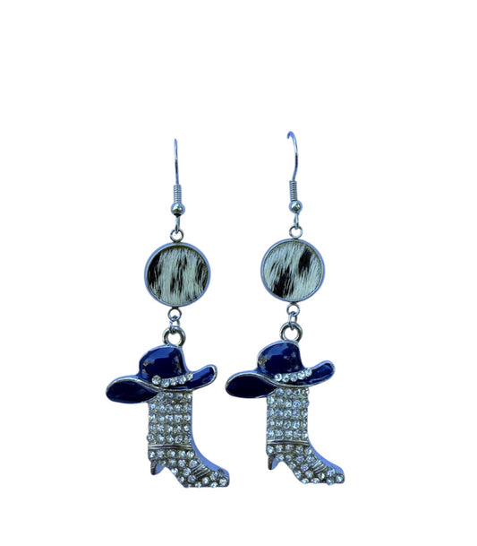 J7041B - 100% Hair on Hide Dangle Earrings