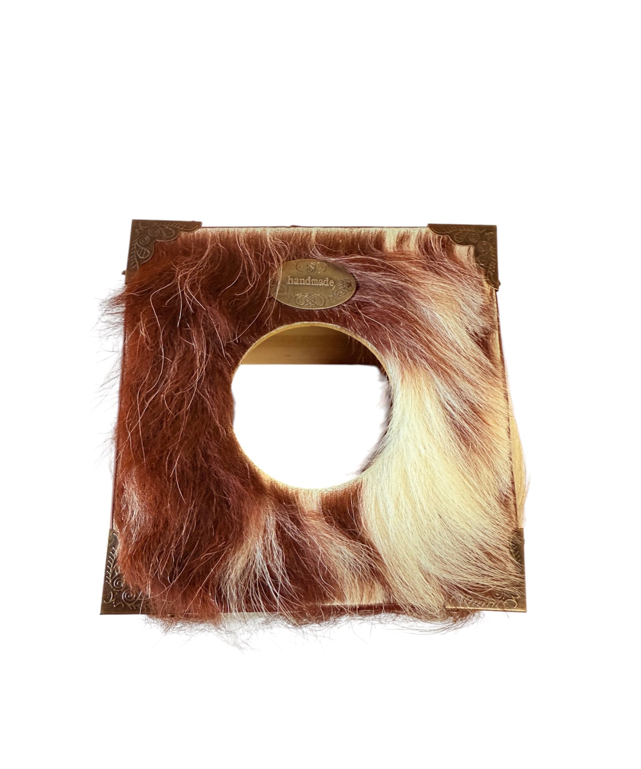 A8843 - Wooden Tissue Holder w Cowhide & Kangaroo Leather
