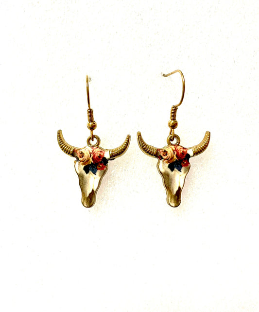 J6439E - Steer Head Earrings