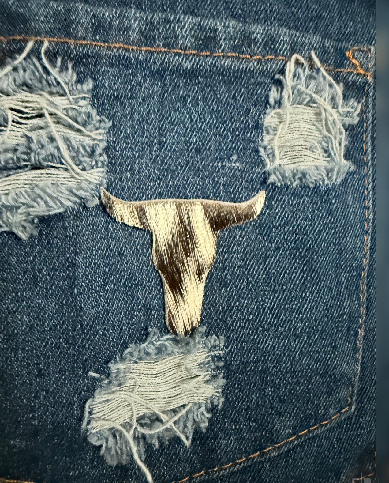 A8114A - Denim Cross Body/Shoulder Bag w Real Cowhide