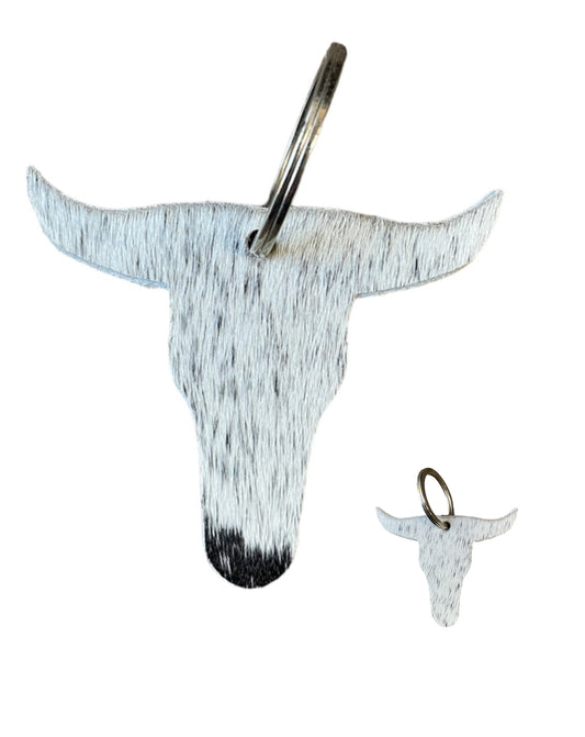 A8732 - Double Sided 100% Hair On Hide Leather Bull Keychain