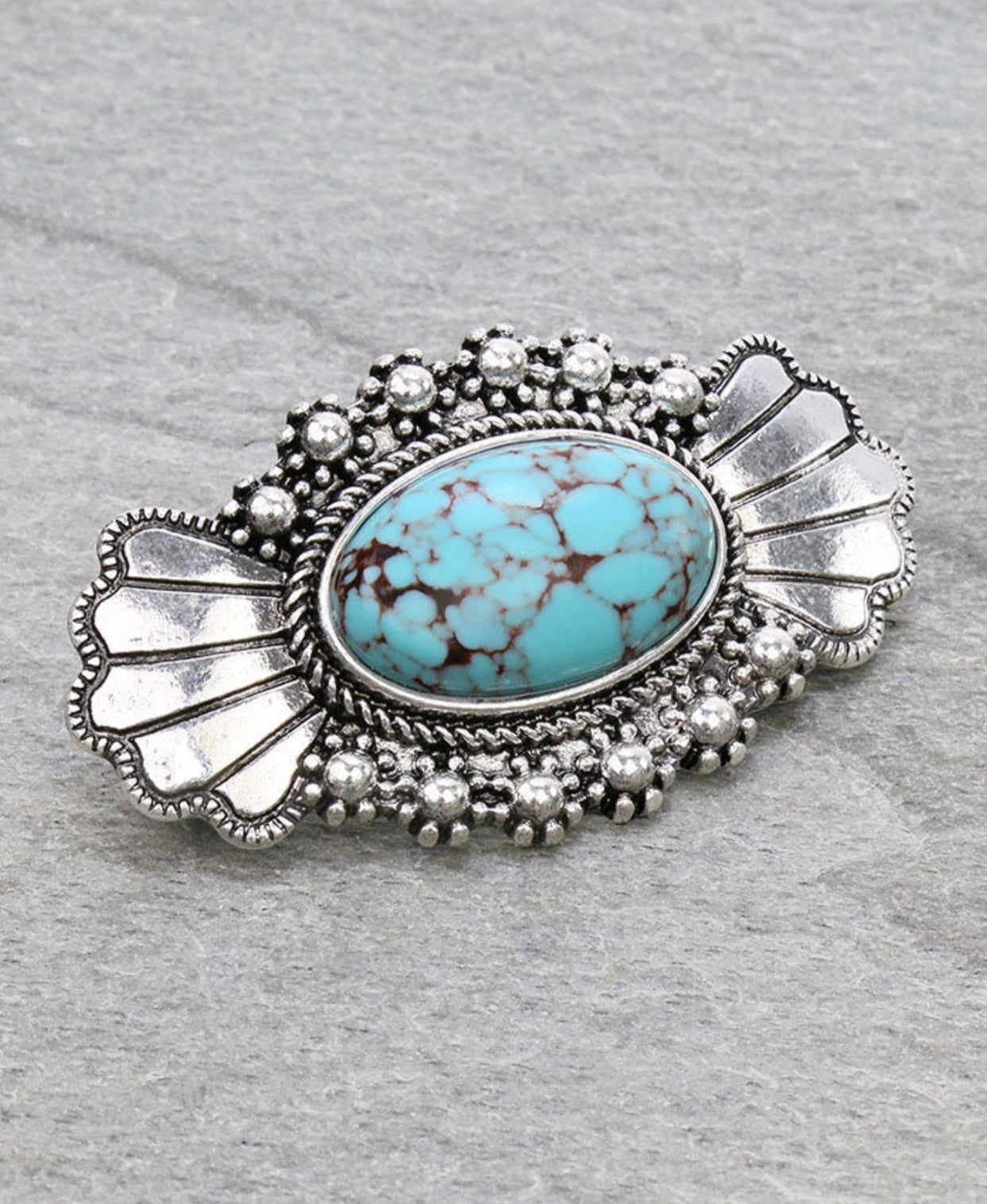 J6651 - Western Concho Stone Hair Clip Barrette