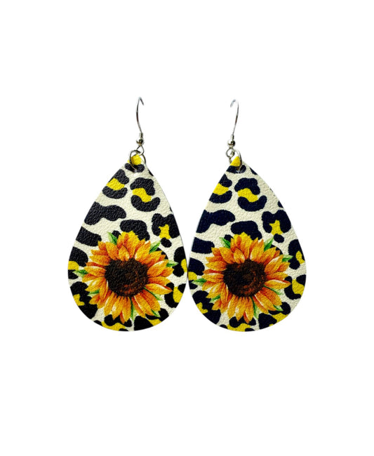 J7012B - Tear Drop Faux Leather Dangle