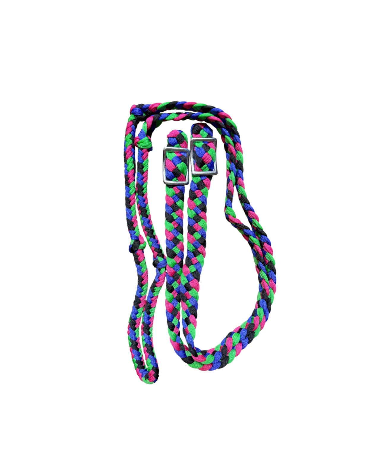 T5302  - Four Colour Braided Barrel Reins with Knots