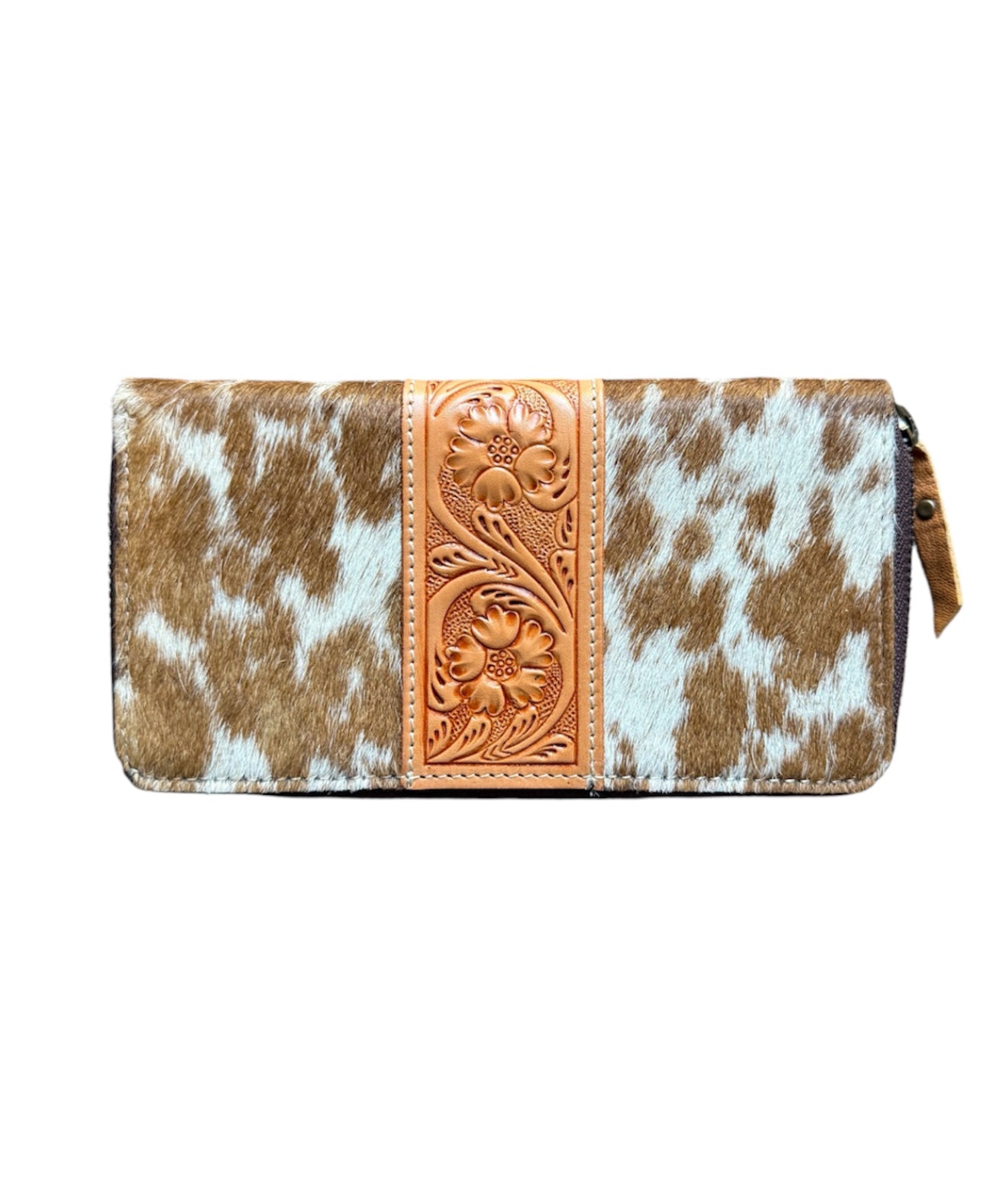 AW21T - Tooling Leather Cowhide Zippered Wallet