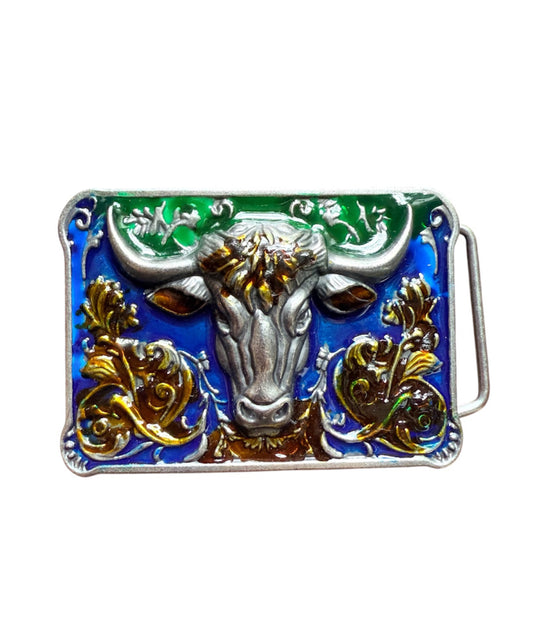 A8474 - Highland Cow Antique Colour Silver with Enamel