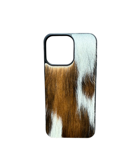 A8649 - IPhone 15 Pro Max Hair on Hide Leather w Rubber Case