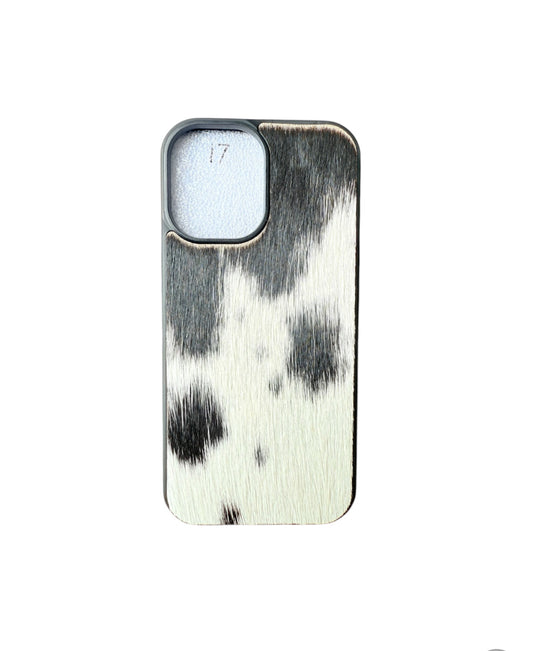 A8947 - IPhone 17 Hair on Hide Leather w Rubber Case - Rawhide Western Wear 