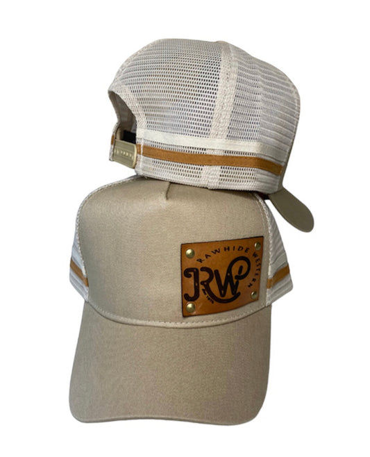 P4115 - Rawhide Stone Leather Patch Country Trucker Cap