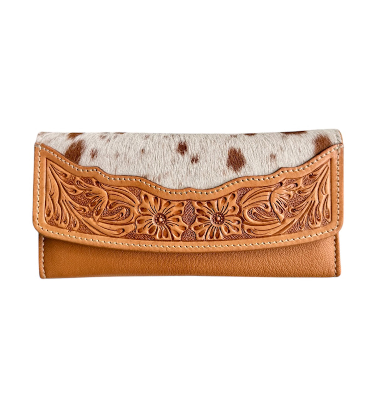 AW23T - Tooled Hair-On-Hide Wallet