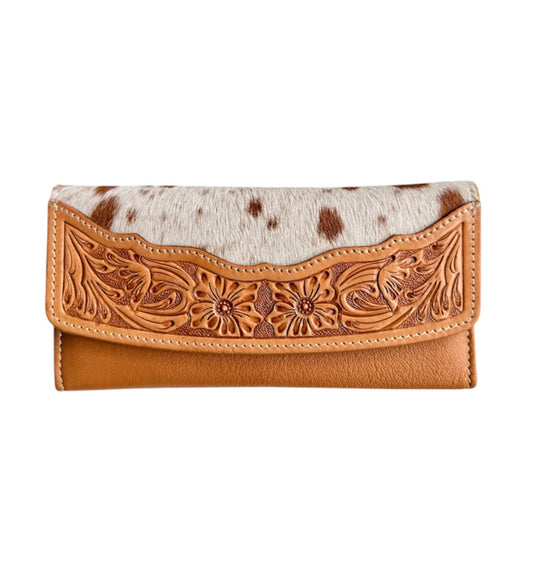 AW23T - Tooled Hair-On-Hide Wallet