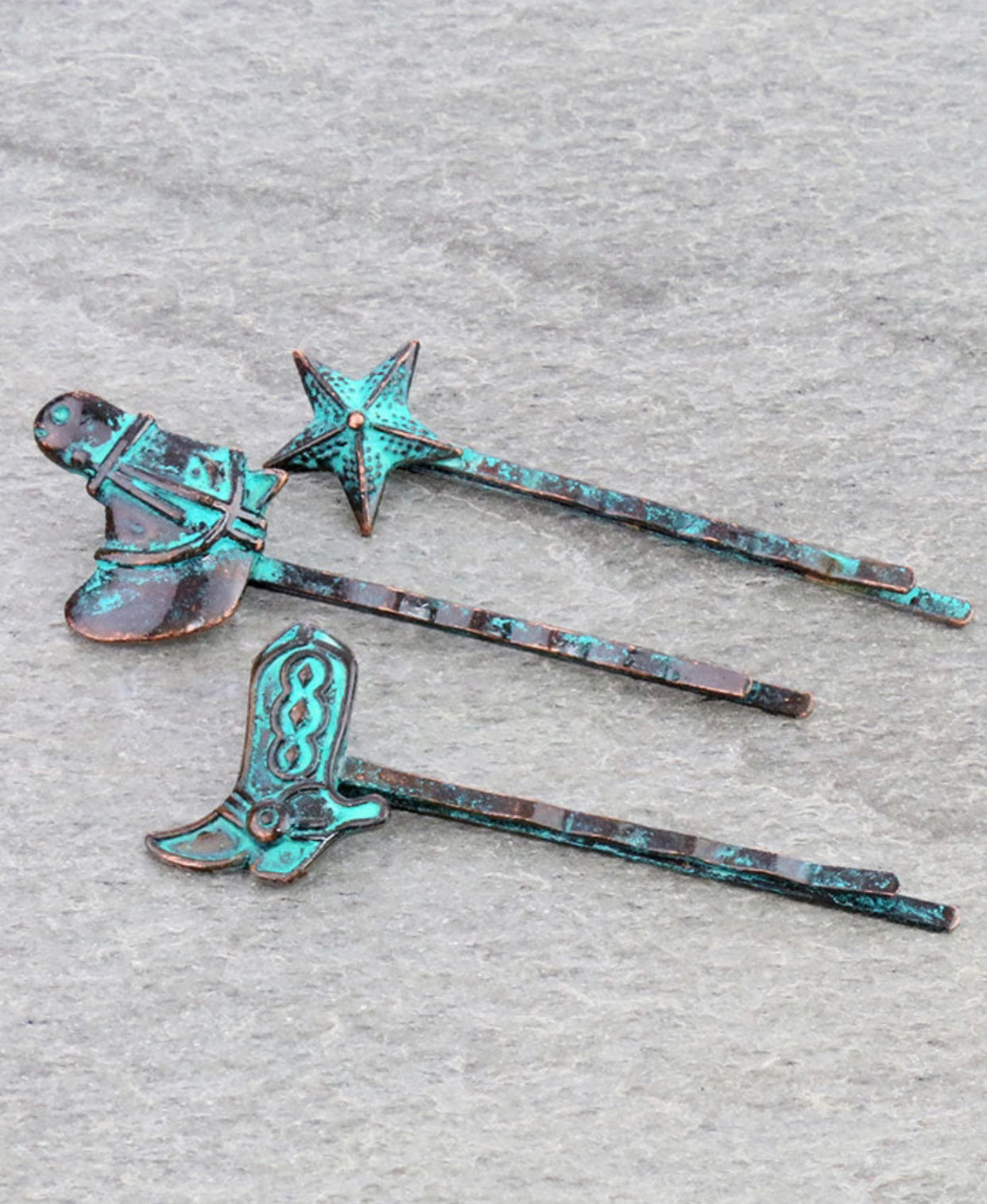 J6649 - 3Pcs Western Cowboy Casting Hairpin Set