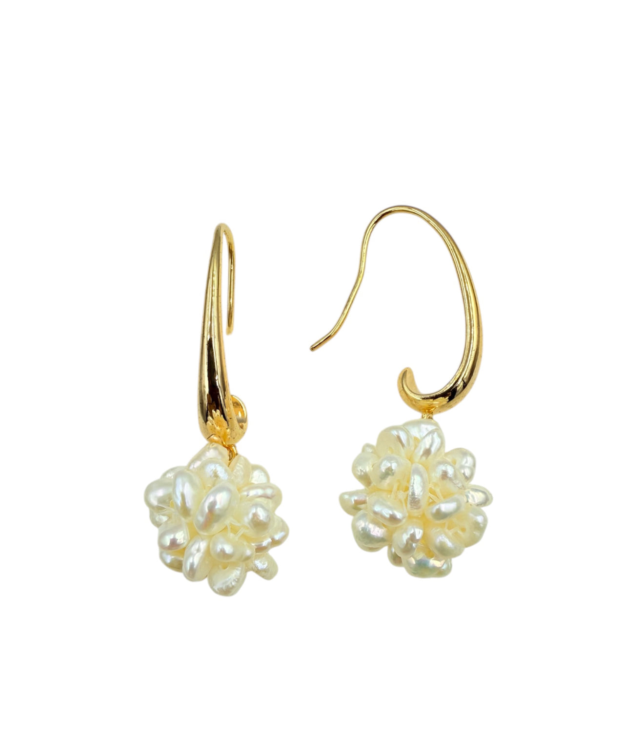 J7069 - Real Pearl Cluster Drop Hook Dangle Earring