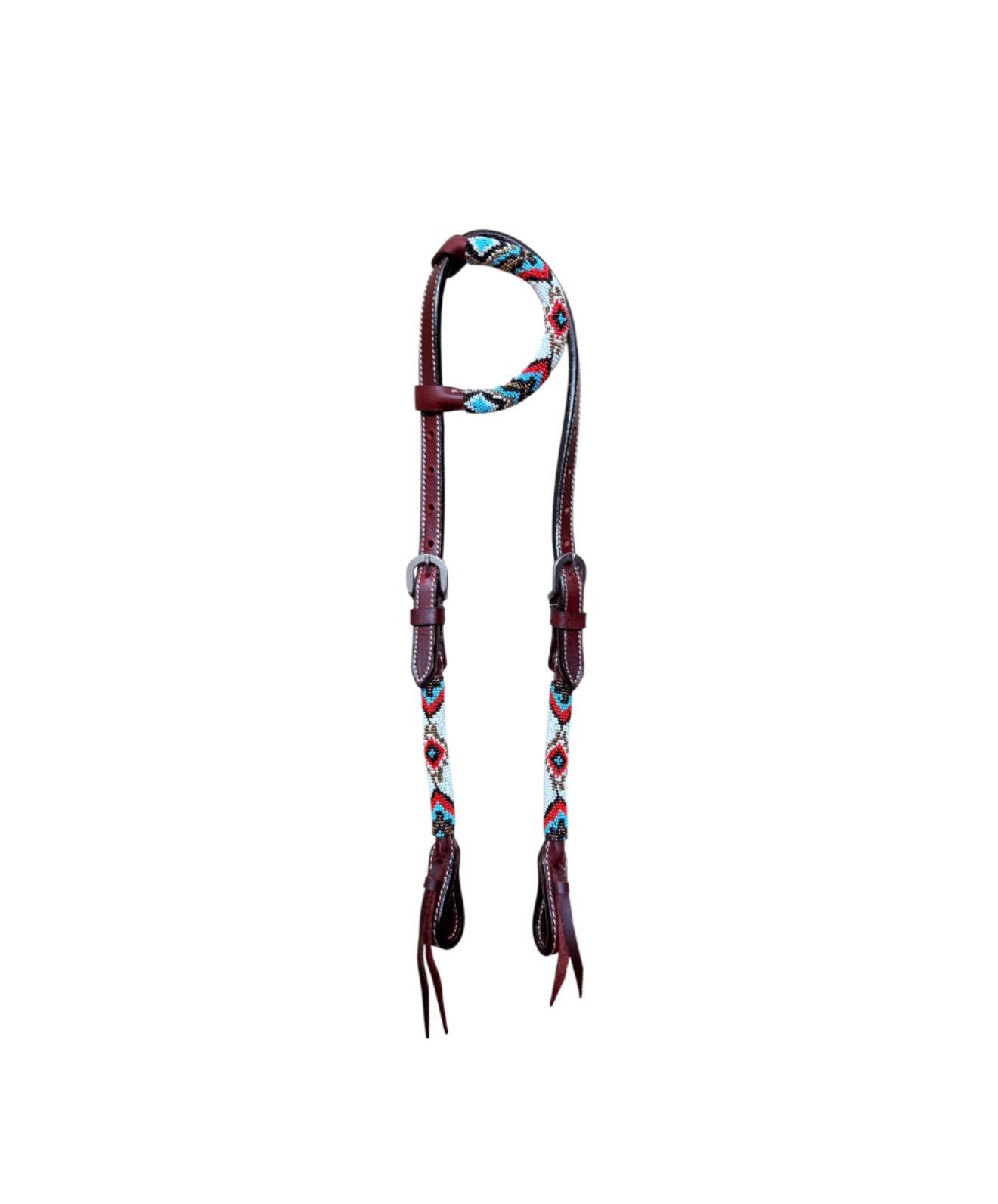 T5571B - Beaded One Ear Western Bridle Cob-Full