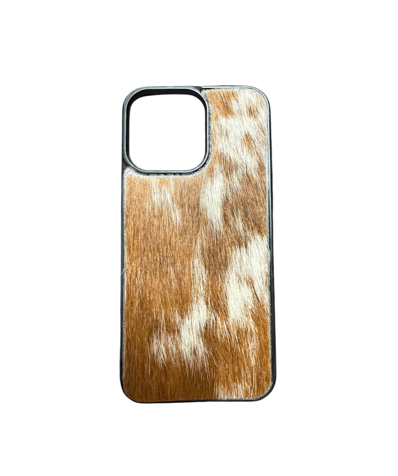 A8648 - IPhone 15 Pro Max Hair on Hide Leather w Rubber Case - Rawhide Western Wear 
