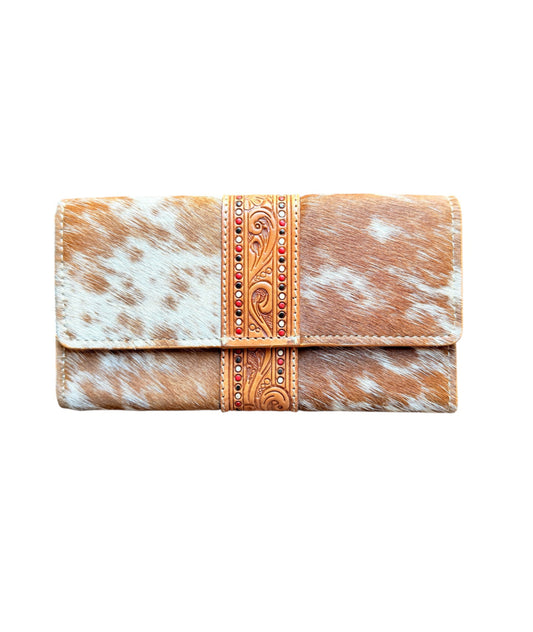 AW29T - Hand Painted Tooling Leather Trifold Wallet - Rawhide Western Wear 