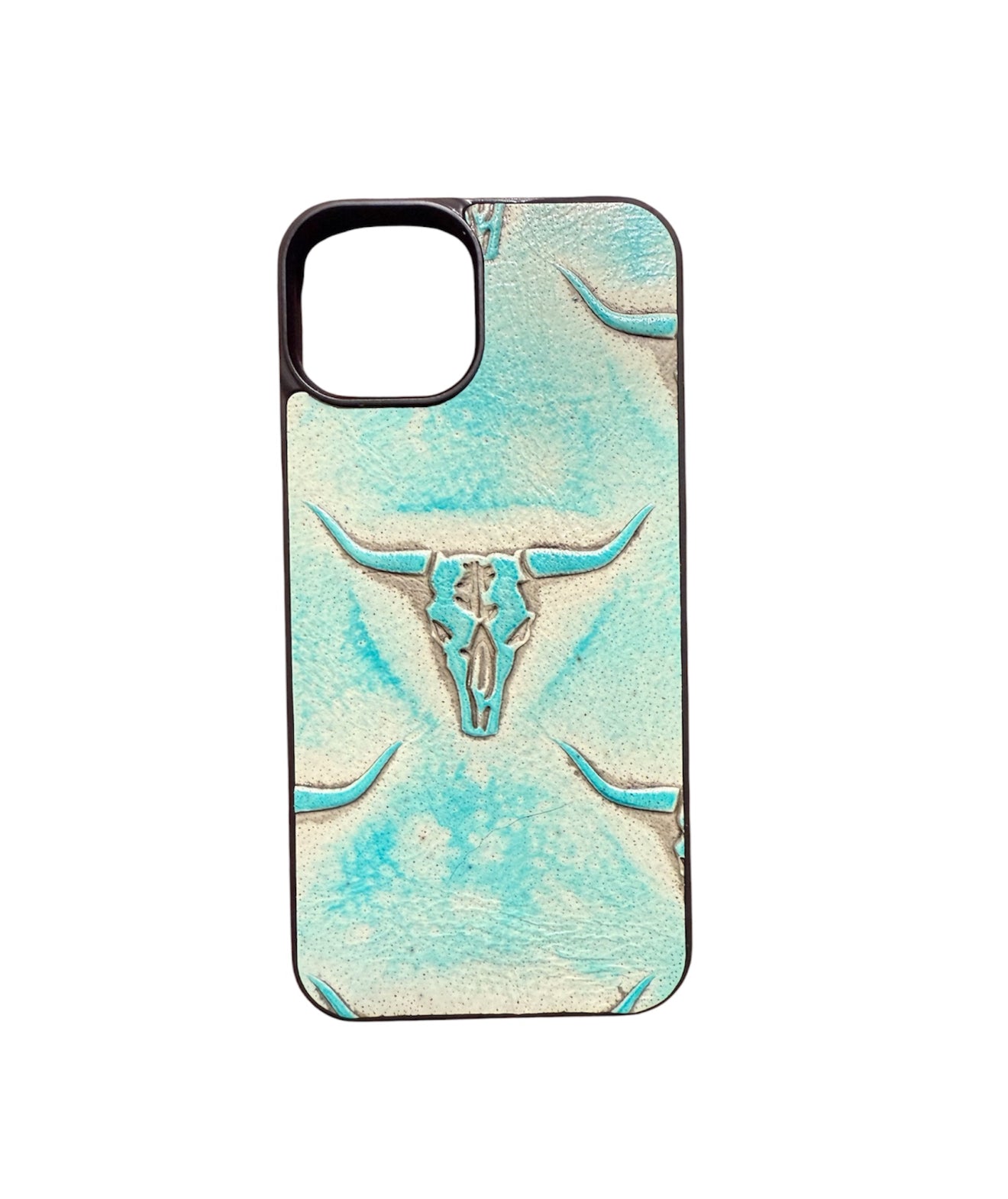 A8508 - IPhone 14 Tooled Leather w Rubber Case - Rawhide Western Wear 